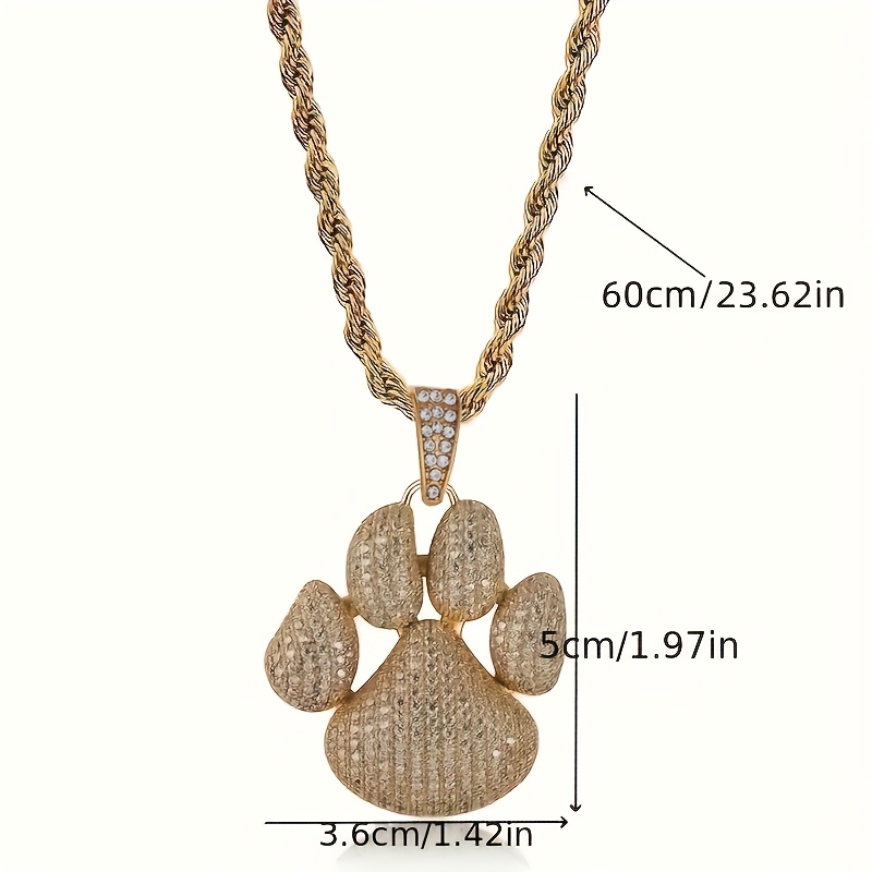 Hip Hop Synthetic Zircon Ice Bear Claw Pendant Necklace